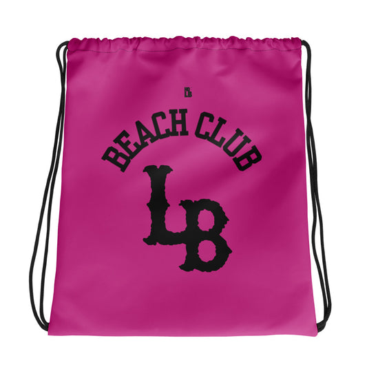 Pink LB Beach Club Drawstring Backpack